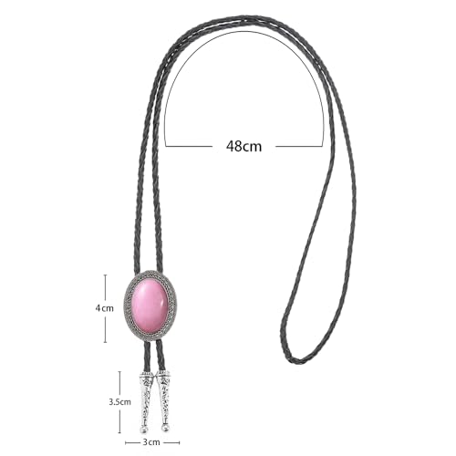 Image of AZORA Western Cowboy Bolo Tie Men Leather Necktie Leather Cord Turquoise Stone Bolo Ties for Men Women