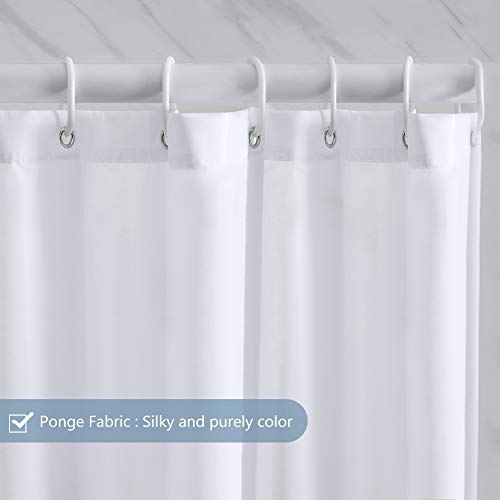Furlinic Duschvorhang Textil Anti-schimmel Wasserdicht Waschbar Badvorhang aus Polyester Stoff Weiß 120x200cm mit 8 Duschvorhangringen.