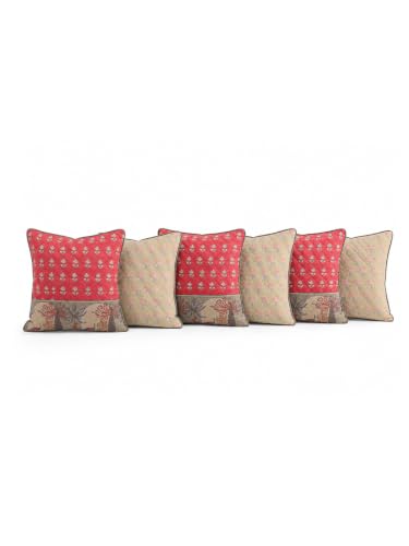 Image of Terra Bloom Premium 100% Cotton Printed Cushion Covers Set of 6 | 16 x 16 Inches | Handmade Jaipur Block Print | Hidden Zipper | Soft Sofa Cushion Covers for Living Room, Bedroom & Home Decor