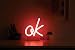 Merkury Innovations 7" inch LED Neon Red"OK" Sign, Night Light, Mood Light with Pedestal,Battery Operated Wall Art,Bedroom Decorations,Bedside Lamp,Home Accessories,Party and Holiday Decor:Neon Red