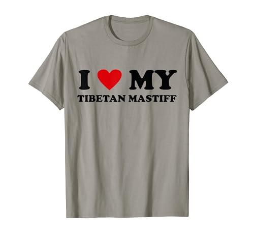 I Heart Dog Dad Mom - J'aime le mastiff tibétain T-Shirt
