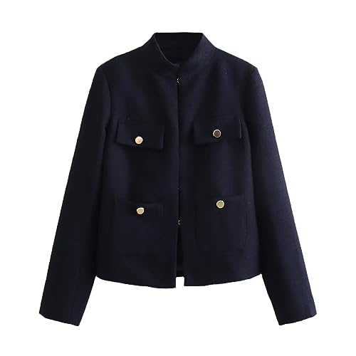Blazer pour femme chic et élégant à manches longues et col montant