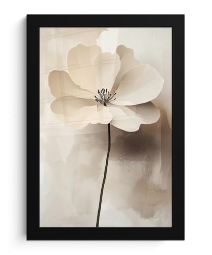 MuchoWow© Cadre Decoration Murale 20x30 cm Salle De Bain Pour Decor Avec Coloré Triptiques Wc Toilette Decorations Contemporain Couloir Tablo Fleur - Beige -...