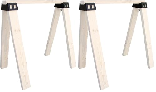 Image of POWERTEC 71026V Plastic Sawhorse Brackets for Use with 2x4 Lumber | Kit Builds one Saw Horse, Set of 2, Black (Pack of 2)