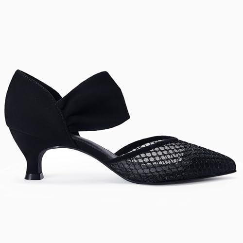 Image of Coutgo Womens Low Kitten Heel Dress Shoes Pointed Toe Slip on Ankle Strap Cutout Elegant Party Wedding Pumps