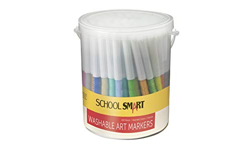 School Smart Fine Tip Washable Markers - Set of 100 - Assorted Colors