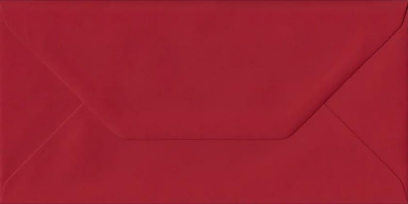 Karma Krafts DL Red Envelopes, 110 x 220mm 100gsm Gummed Diamond Flap, Red Inside, Invitation & Greeting Card Envelopes - Image 2