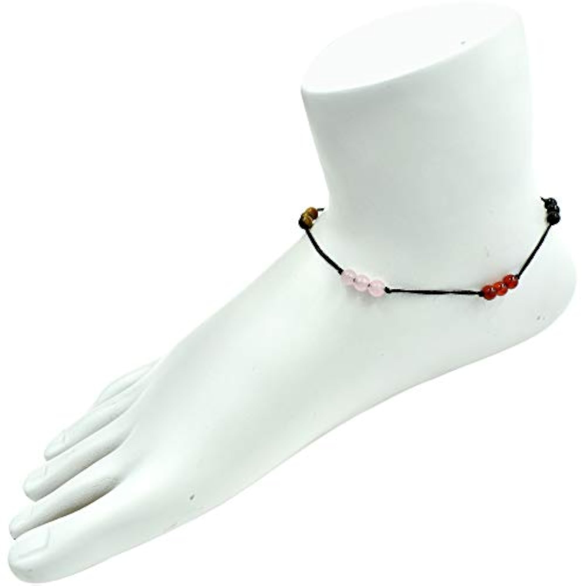 Women's Round Shape Natural Gemstone 925 Sterling Silver Handmade Anklet