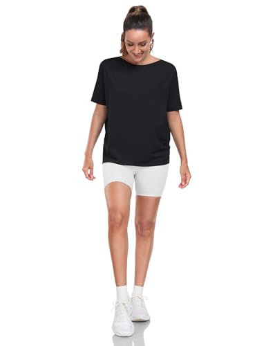 HeyNuts-Womens-Pima-Cotton-Short-Sleeve-Shirt-Boat-Neck-Loose-Fit-T-Shirts-Casual-Tops-Relaxed-Shirts