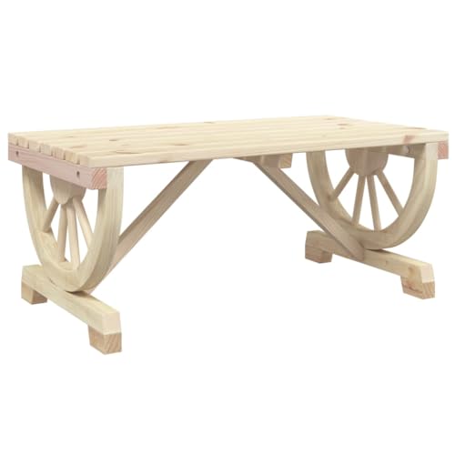 vidaXL Solid Wood Fir Coffee Table-Wagon Wheel Design-35.4
