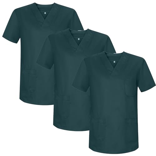 MISEMIYA - Packung mit 3 Stück, Unisex, Gesundheitsuniform, medizinische Uniform, 5XL, Dunkelgrün, Dunkelgrün, 5XL – Ansicht 1