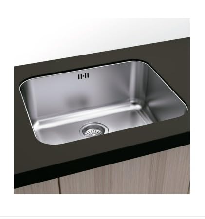 Korman Fregadero Inox Bajo Encimera 34x40 cm Bruselas | Acero Inoxidable AISI 304 | 1 Seno Compacto | Instalación Dual | Incluye Válvula y Sifón