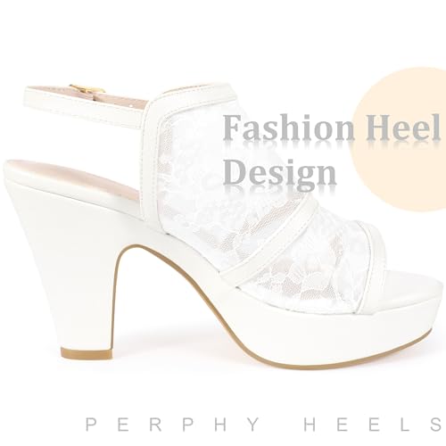 Perphy Platform Open Toe Chunky Heel Lace Sandals for Women4