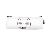 Größe: 21 * 6,5 * 5 cm, outflower Reißverschluss Dreieck Federmäppchen Pen Tasche Student Stationery Tasche für Make Up Taschen Schwarz B, plastik, Weiß B, 21*6.5*5cm