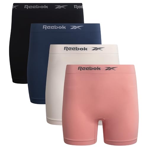 Reebok Womens Boyshorts - 4 Pack Seamless Underwear Panties, 6" Inseam