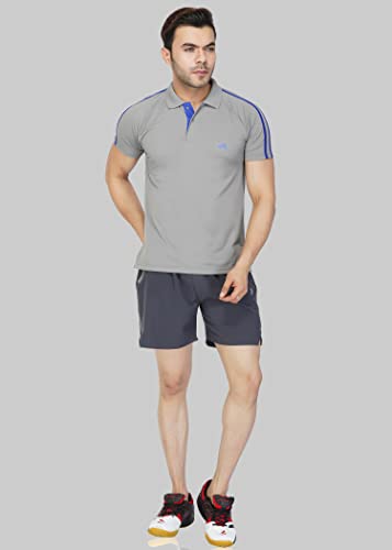 Image of Vector X Solid Men's Polo Neck Grey T-Shirt