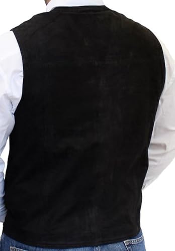 Men's V-Neck Suede Suit Vest Single Breasted Business Slim Fit Faux Leather Waistcoat3