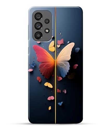 Image of Stylish Butterfly Printed Hard Back Case Cover Compatible for Samsung Galaxy A73 5G / Samsung A73 5G (Multicolor) - D1665
