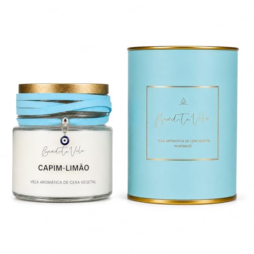 Vela Vegetal Aroma Capim Limão Vidro Og - Bendita Vela