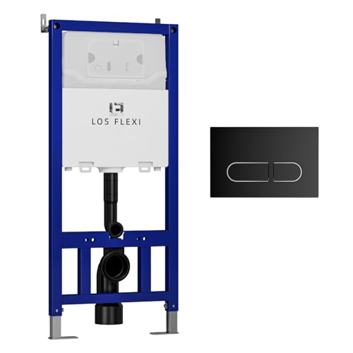 Los Flexi Concealed In-Wall Toilet Tank Carrier for Wall Hung Toilets, 0.8/1.6 GPF Dual Flush, Adjustable Height Tank Carrier, Includes Flush Actuator Plate for Wall Mount Toilet Setup