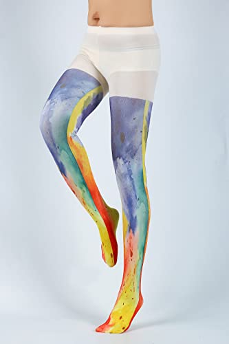 Image of Sahabowi Women Tights, Sheer High Waist Pantyhose, Vintage Control Top Stockings, Siwa opaque print1