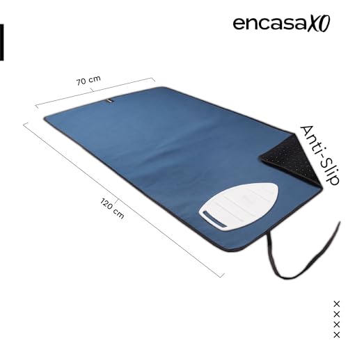 Image of Encasa XO Ironing Mat /Pad (Large 120x70 cm) with Padding, Anti-Slip, Silicone Iron Rest for Steam Press on Tabletop or Bed - Heat Resistant, Portable Travel Friendly -Cobalt