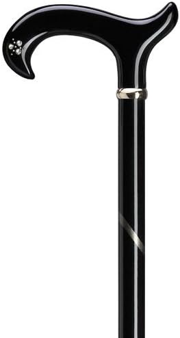 Ladies Black With Rhinestones Derby Cane Hi Gloss Black -Affordable Gift! Item #DHAR-9785600