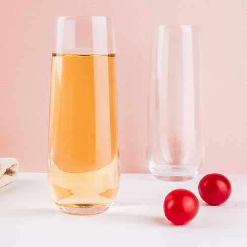 Umeied 12-Pack Stemless Champagne Flutes Set, Crystal Champagne Glasses Set thumb #7