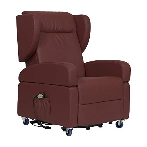 Fauteuil relaxation releveur Toulouse inclinaison indépendante et cuir artificiel brun lie-de-vin