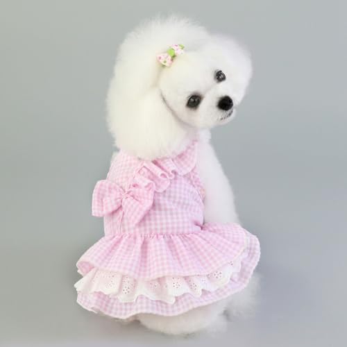 Vestido rosa respirável de princesa para cães: Roupa de festa canina com laço moderno com decoração