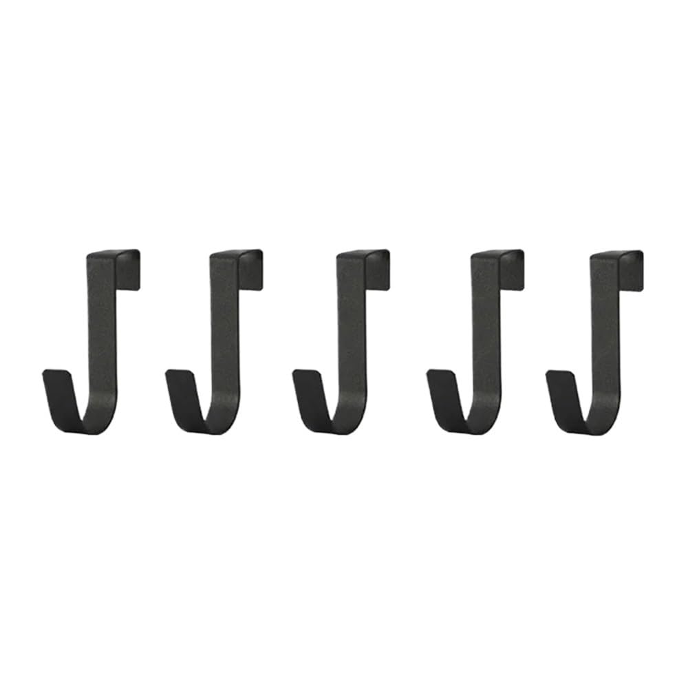 Hgniang Black 5Pcs Multi-Purpose Hooks Kitchen Cabinet Door Back Hook Hanging Rack Clothes Coat Hat Towel Hanger Storage