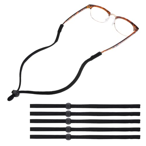 Image of Giantree 5 Pcs Glasses Strap, Eyewear String Lanyard Retainer, Adjustable Eyeglasses Holder Around Neck Strap for Men Women(Black)