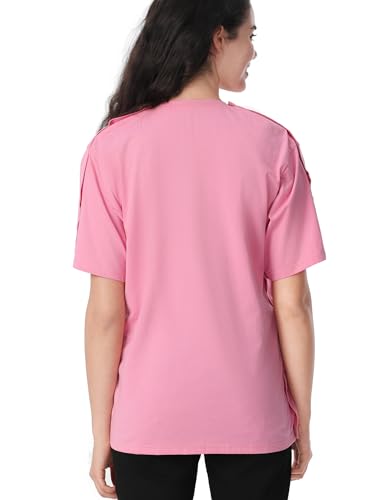 Image of Magnetic Buttons Post Shoulder Surgery Recovery Shirt for Men V-Neck Tear Away Adaptive Chemo Port Clothing for Women