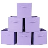 Bwecitoo Fabric Storage Bins 6 Pack 11 inch Foldable Storage Cubes with Reinforced Handles Fun Colored Durable Cube Storage Bin for Home, Playroom, Closet Organizers and Storage, Purple