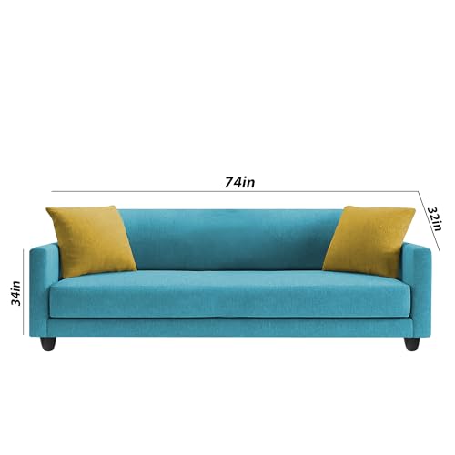 Image of Casaliving Dominic 3 + 2 Seater Sofa Set for Living Room (Turquise) Premium Fabric Sofa