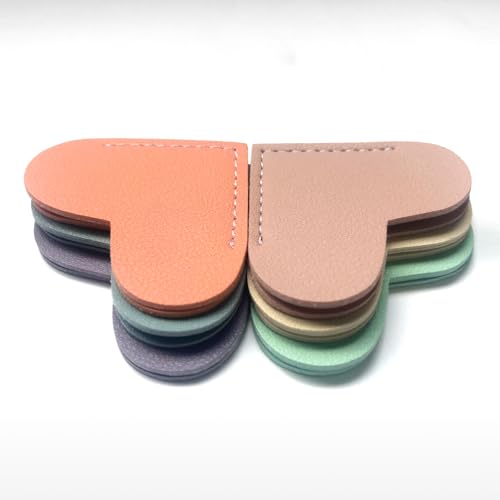 Image of Winjeto Leather Heart Bookmarks - 6 Pieces Book Marks for Reading Gifts | Cute Corner Bookmark Page Markers | Gifts for Women Kids Men Teachers | School Office Home Supplies Accessories Stationary