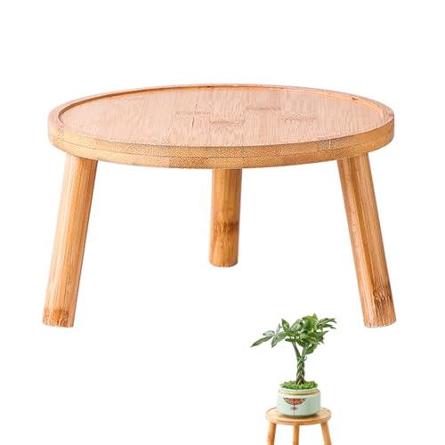 YANJIY Piccolo Sgabello Per Fiori, Supporto Per Piante In Legno, Sgabello Decorativo Per Piante, Sgabello Rotondo Basso Per Piante, Per Interni, Esterni, Balcone (16 x 10 cm)