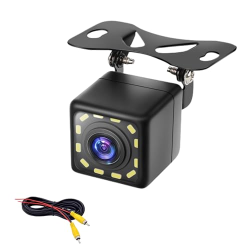 Epronic Caméra de Recul pour Voiture, Caméra de Vision Nocturne pour Voiture Caméra de Marche Arrière étanche IP69 Vision Nocturne Claire, Grand Angle de 170° - CVBS, 12V