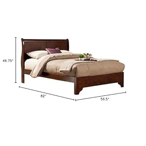 BOWERY HILL Full Size Wood Sleigh Bed Box Spring Required in Cappuccino Brown
