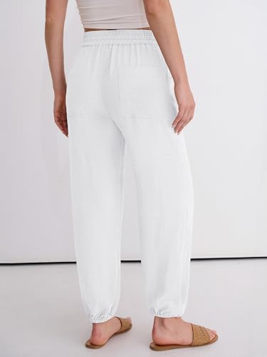 Image of ANRABESS Womens Pants Elastic Waist Summer Casual Harem Barrel Lounge Work Slacks Cropped Beach Vacation Clothes with Pockets