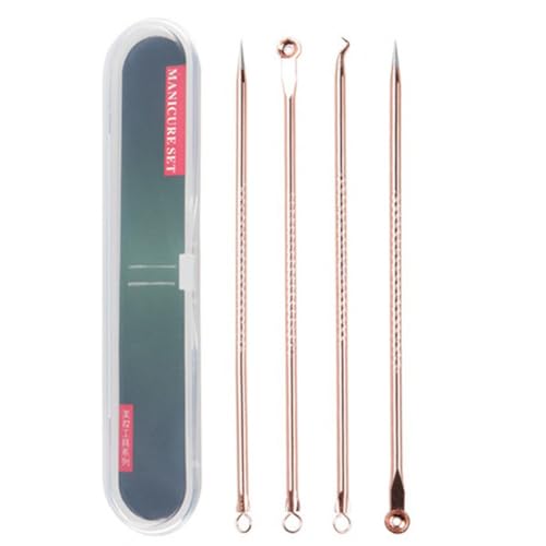 Kit 4 Curetas Extrator Cravos Limpeza Pele Inox Com Estojo