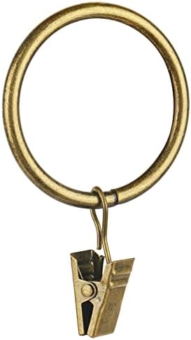 Curtain Rings - 14 PCS 1.5-Inch Clip Rings for Curtain Panels, This Drapery Curtain Clip Rings Also Apply for Drapery Rod (Antique Brass)