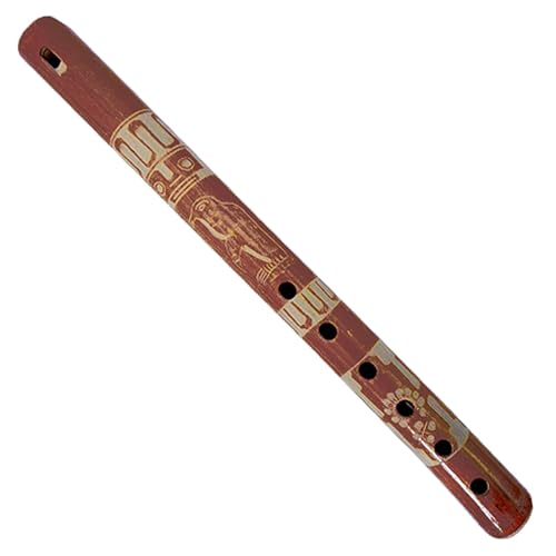 Mia Jewel Shop - Handmade Colored Bamboo Wooden Flute | Tribal Nature Pattern | Native Recorder for Beginners Meditation & Music Lovers (Tan)