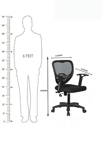 Image of Lumbar Support Executive Office For Home /Chair For Office Work At Home /Study Chair /Office Chairs For Work From Home For Study Table /Computer Chair /Height Adjustable /Mid Back-Black