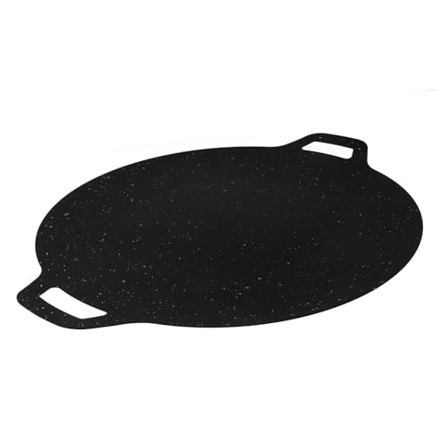 DOITOOL Bandeja de Hierro Redonda Antiadherente para Barbacoa Portátil Sartén para Asar Carnes y Verduras Camping Compatible con Fogones Plancha para Parrilla al Aire