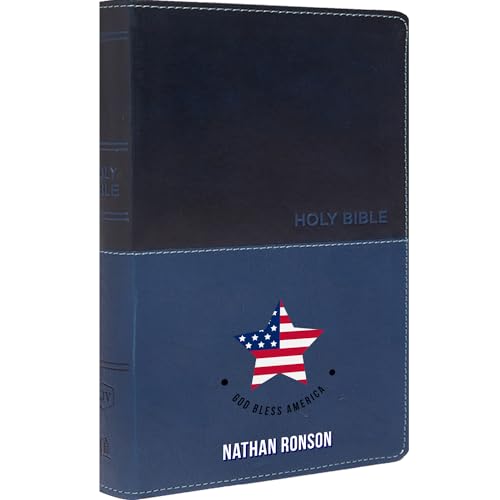 Printualist Personalized Gift Bible with USA Flag Edition, Custom Name & Text, Navy - KJV, King James Version, Red Letter Edition, Comfort Print, Faux Leather