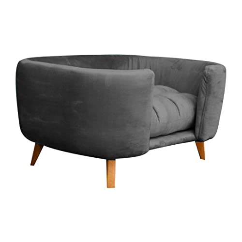 Poltrona Cama Pet Hanna luxo- veludo amarelo (cinza)