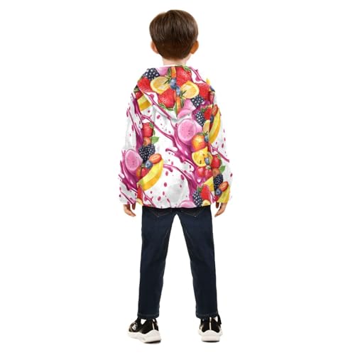 Mixed Berries Girls Fleece Jacket Girls Fall Jacket Girls Zip Up Hoodie Girls Sherpa Jacket 2-10T4