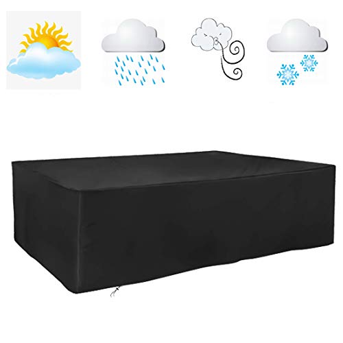 FLR 78x62x27in Patio Table Cover Veranda Rectanguler Black Waterproof Outdoor Dinner Protector Dust-Proof Table Desk Cover Furniture Covers with Storage Bags for Garden Outdoor Indoor Furniture Table