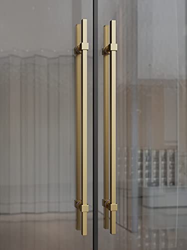 Agarre de puerta Push Pull, manijas engrosadas de acero inoxidable para puerta de metal, puerta de cristal, puerta endurecida, puerta de madera, moderna y simple (dorado#1 longitud 100 cm (39,4